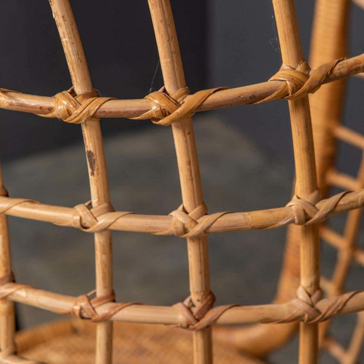 photo furniture 20th Century Hanging Wicker Woven Chair On Steel Frame, 1970s