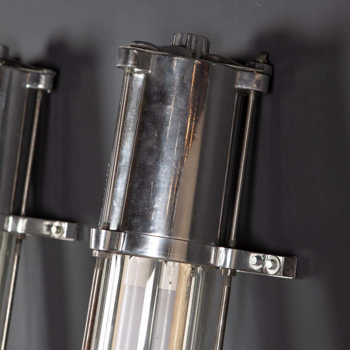 20th Century Polished Aluminium & Steel Industrial Strip Lights photo buy