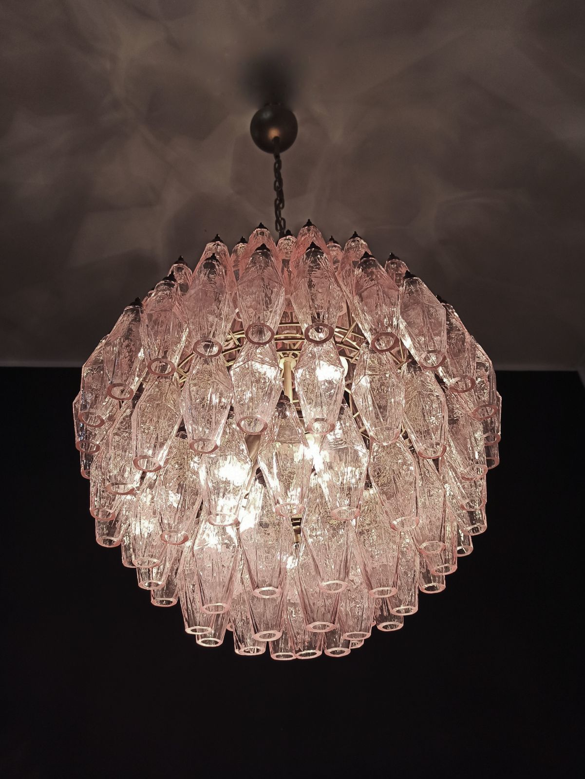 Amazing Spherical Murano Poliedri Candelier 140 Pink Poliedri photo furniture