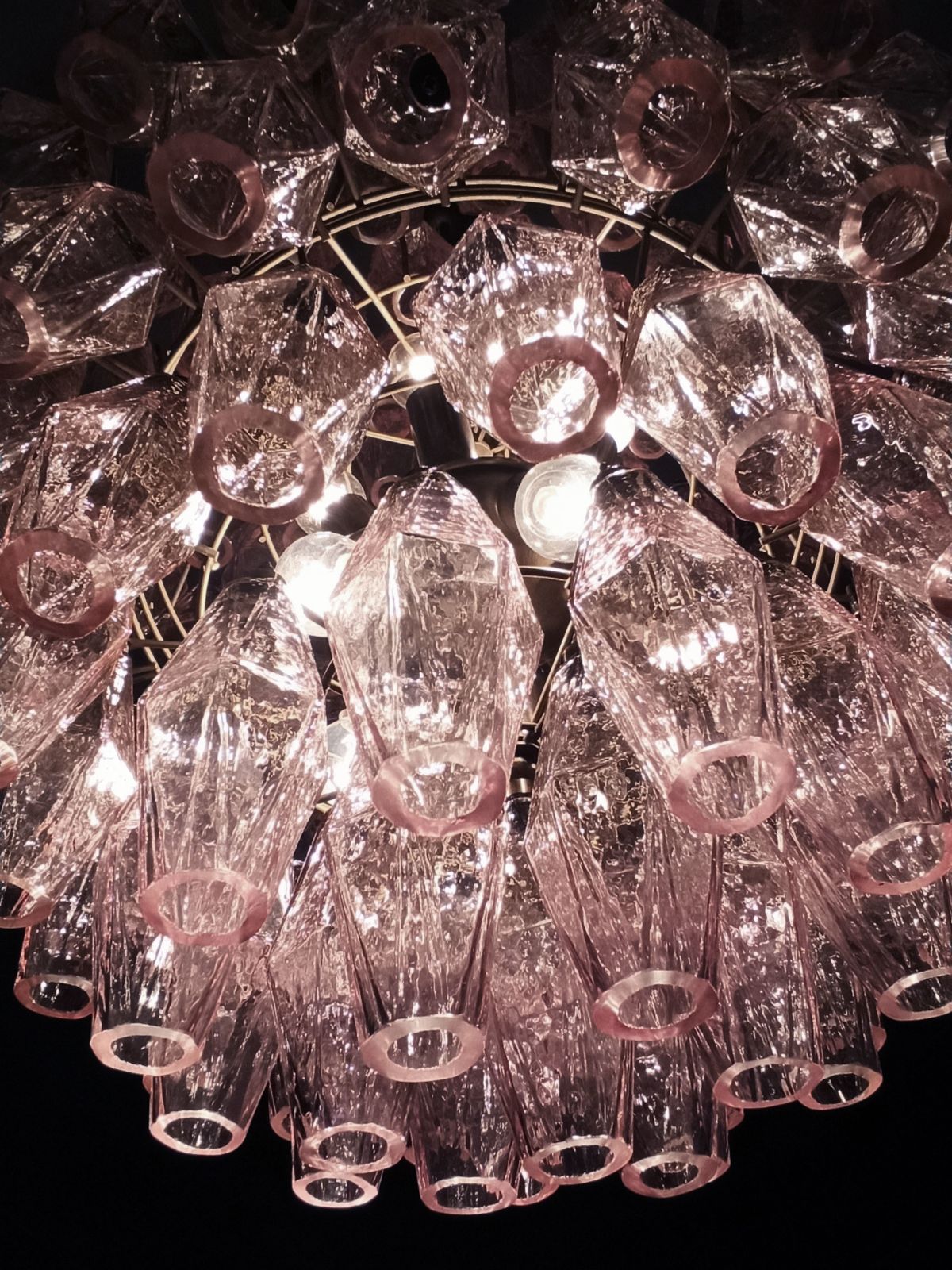 Amazing Spherical Murano Poliedri Candelier 140 Pink Poliedri photo for sale