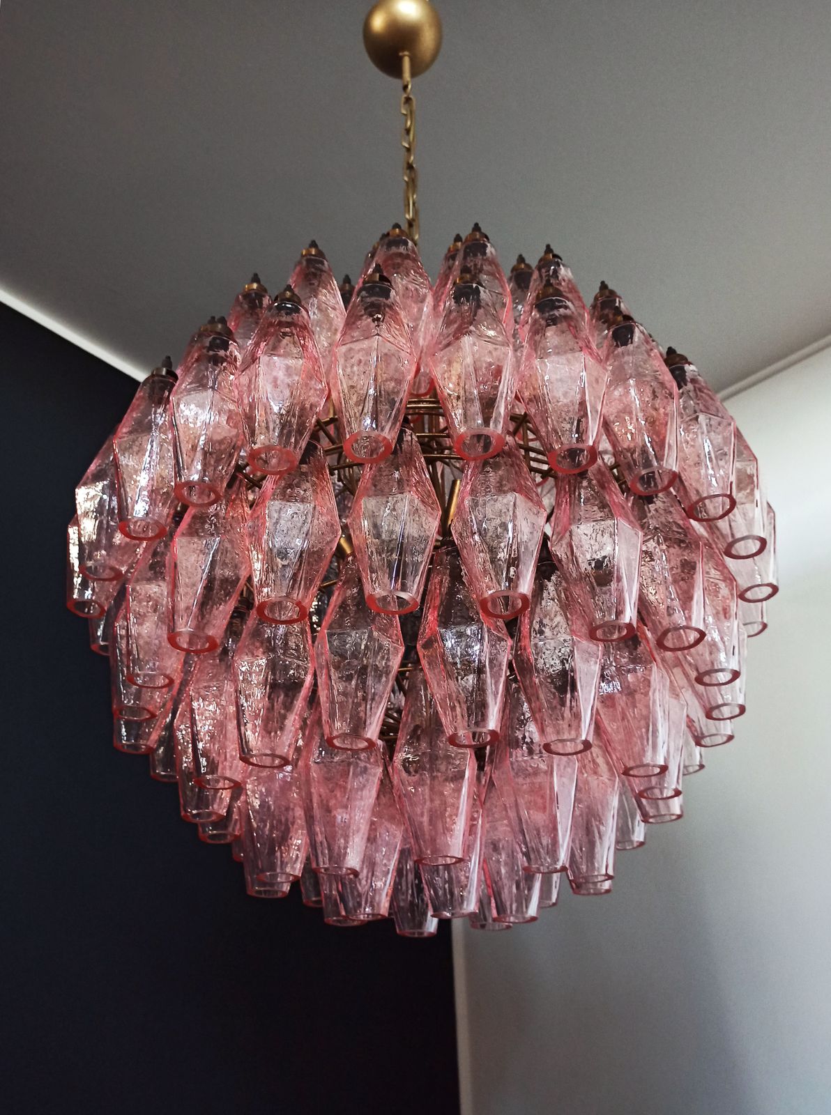photo for sale Amazing Spherical Murano Poliedri Candelier 140 Pink Poliedri