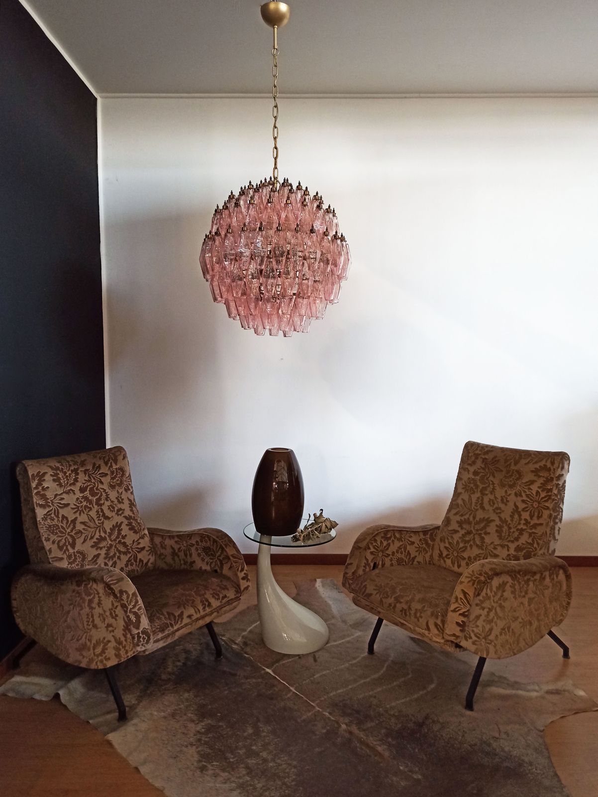 Lighting Amazing Spherical Murano Poliedri Candelier 140 Pink Poliedri photo