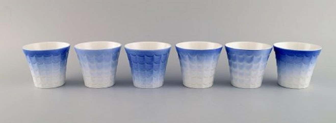 Wilhelm Kåge For Gustavsberg, Six Flower Pot Covers In Porcelain, 1960s
