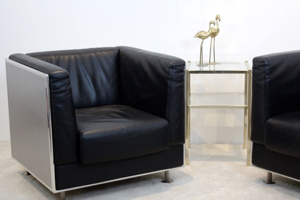 Leather & Aluminium Armchairs By Kunihide Oshinomi For Matteo Grassi, Set Of 2 photo vintage