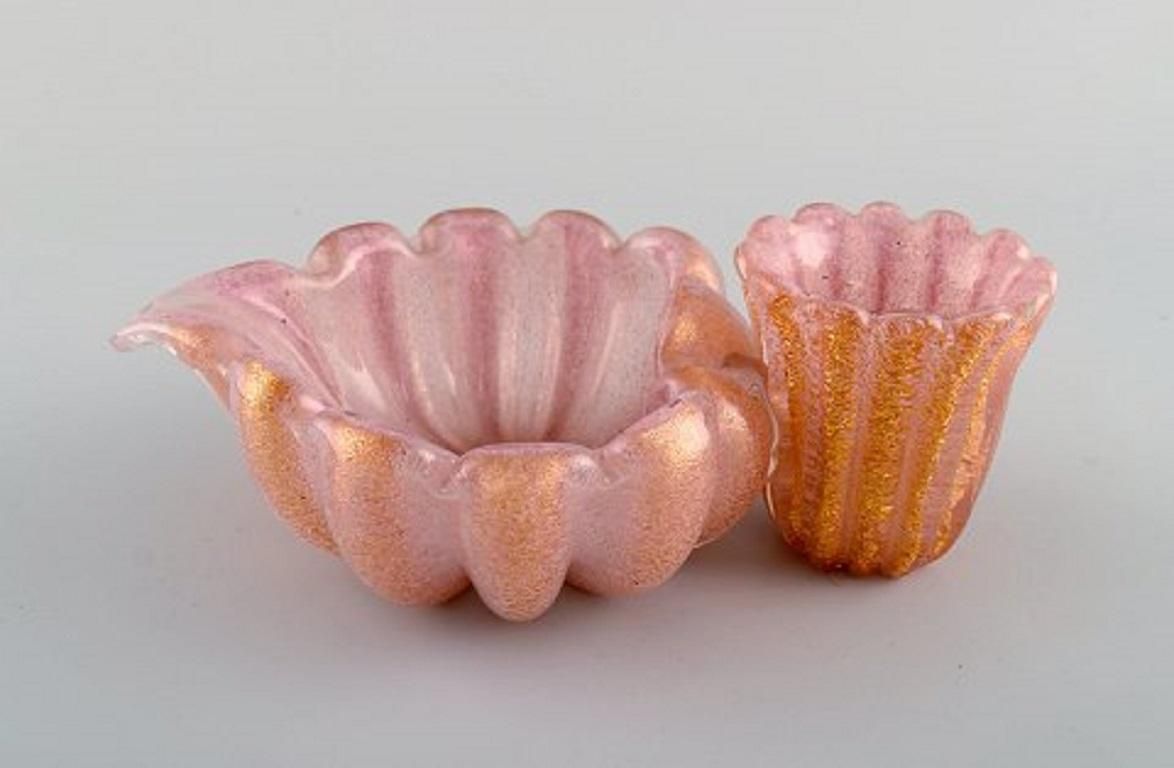 Barovier And Toso, Venice, A Pair Of Organically Shaped Bowls In Pink Art Glass photo for sale