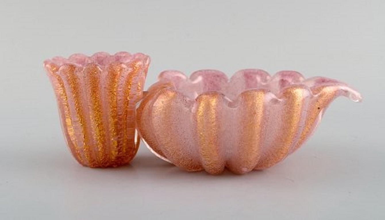 Barovier And Toso, Venice, A Pair Of Organically Shaped Bowls In Pink Art Glass photo Home Decor