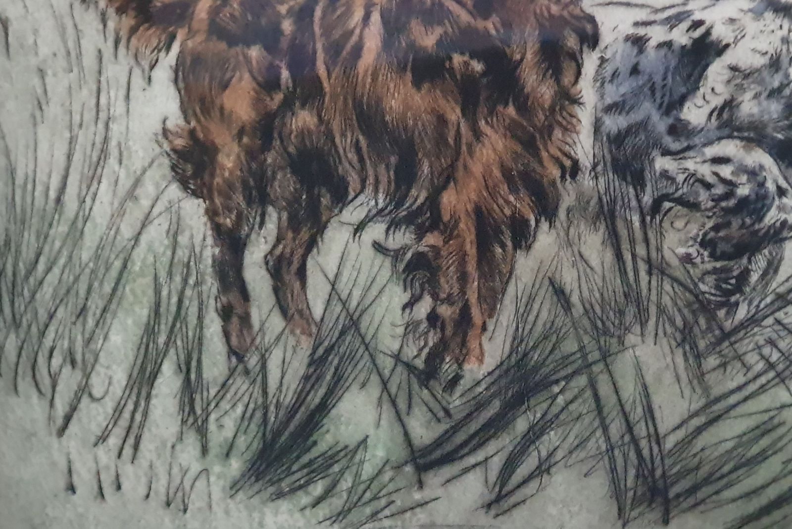 Henry Wilkinson Pair Of Dogs Signed Limited Edition Lithograph 14/100 photo furniture