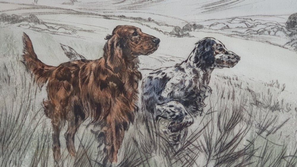 Henry Wilkinson Pair Of Dogs Signed Limited Edition Lithograph 14/100 photo Art