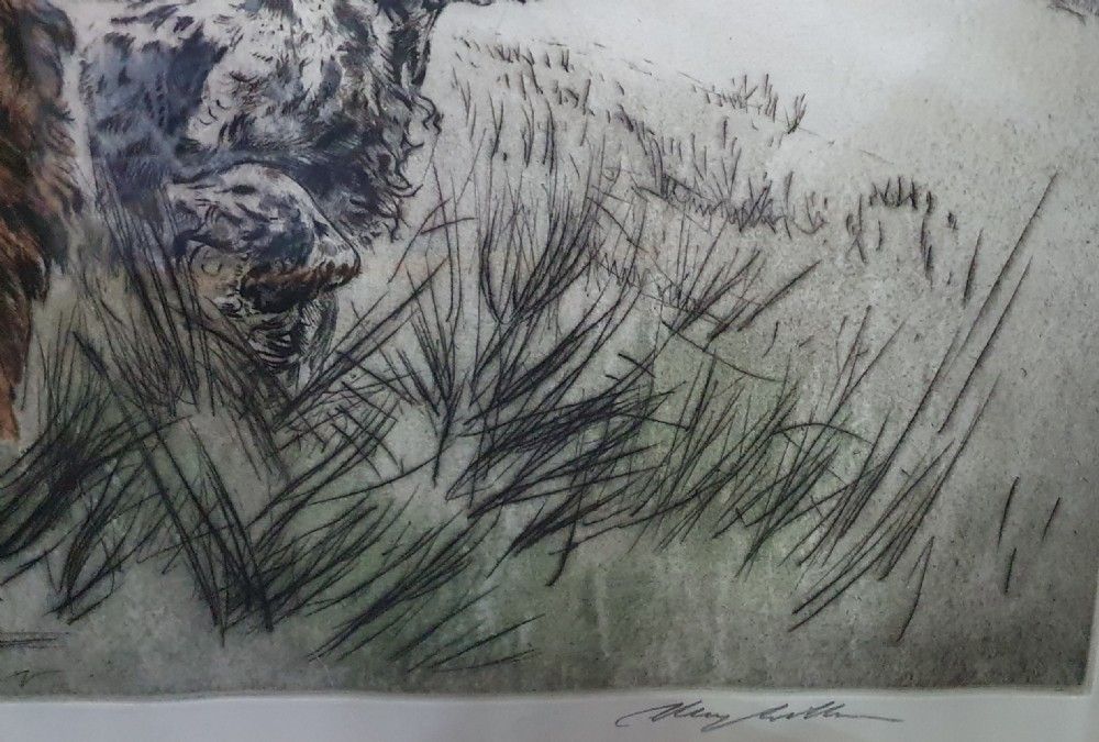 Henry Wilkinson Pair Of Dogs Signed Limited Edition Lithograph 14/100 photo vinterior