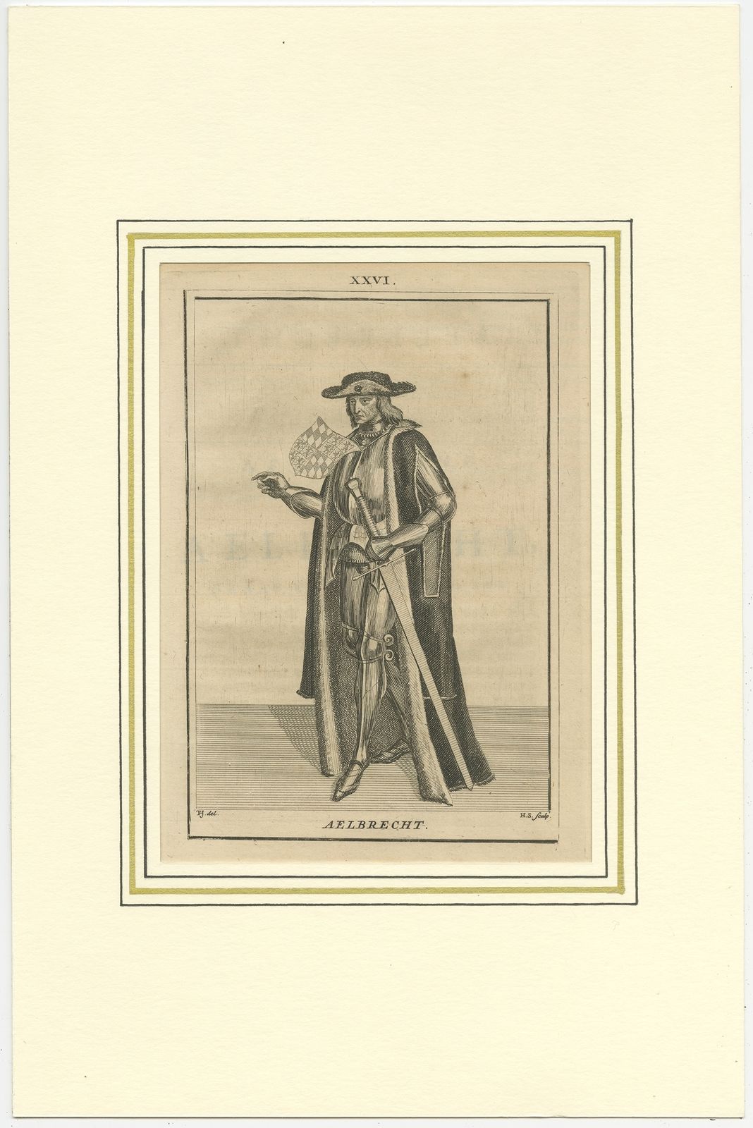 Antique Print Of Albrecht Van Beieren By Langendijk (1745)