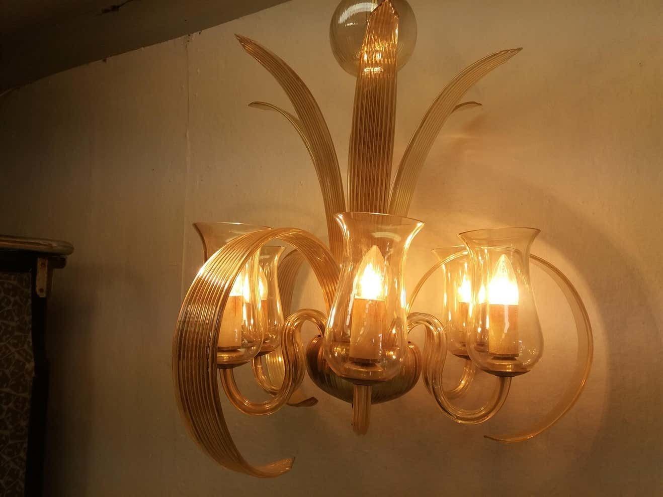 Art Deco All Glass Chandelier, 1930s photo 1968.0