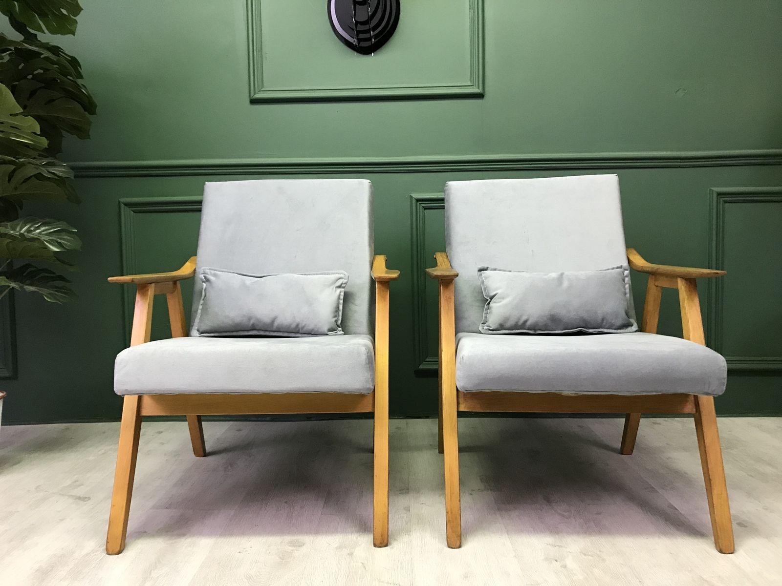 Vintage Retro Grey Art Deco Easy Chairs Armchair 1960 Set Of 2 photo 925.0