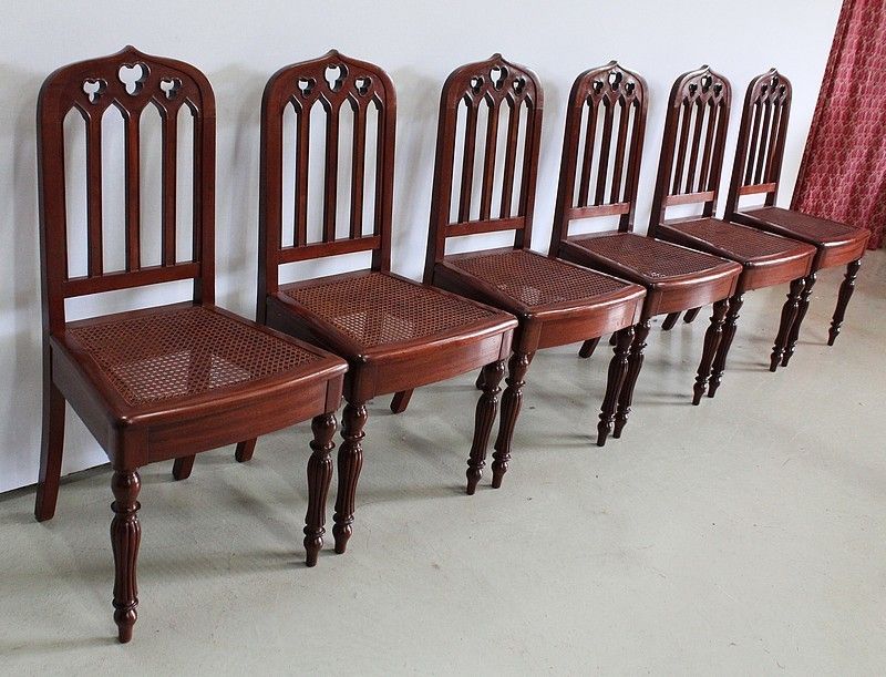 Rare Suite Of 6 Mahogany Chairs, Restoration Period, Early 19th Century photo furniture