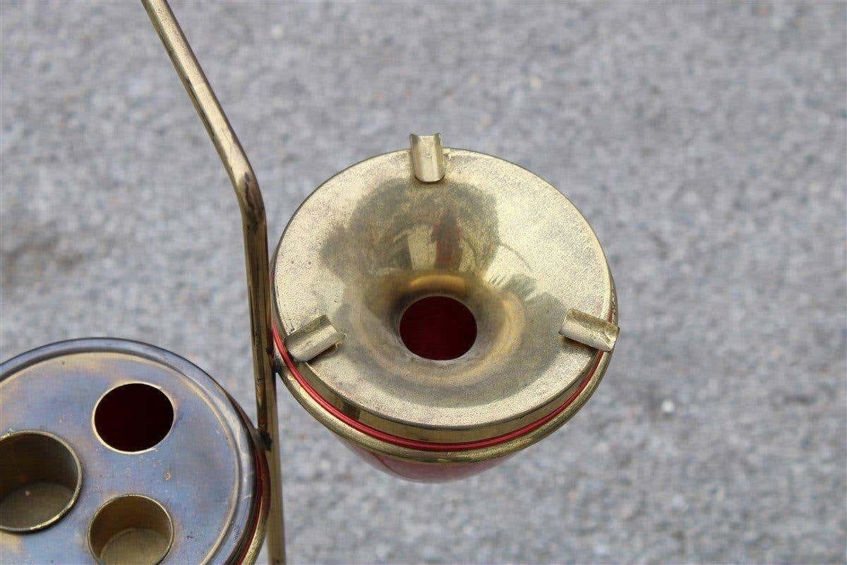 Minimal Geometric Magazine Holder Ashtray Brass Italian Mid Century Design Red photo Home Decor