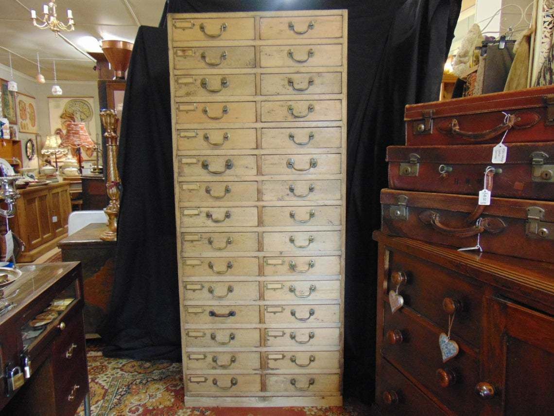 Early 20thc 30 Drawer Pine Cabinet, Originally From Webley And Scott Firearms Manufacturer, Birmingham