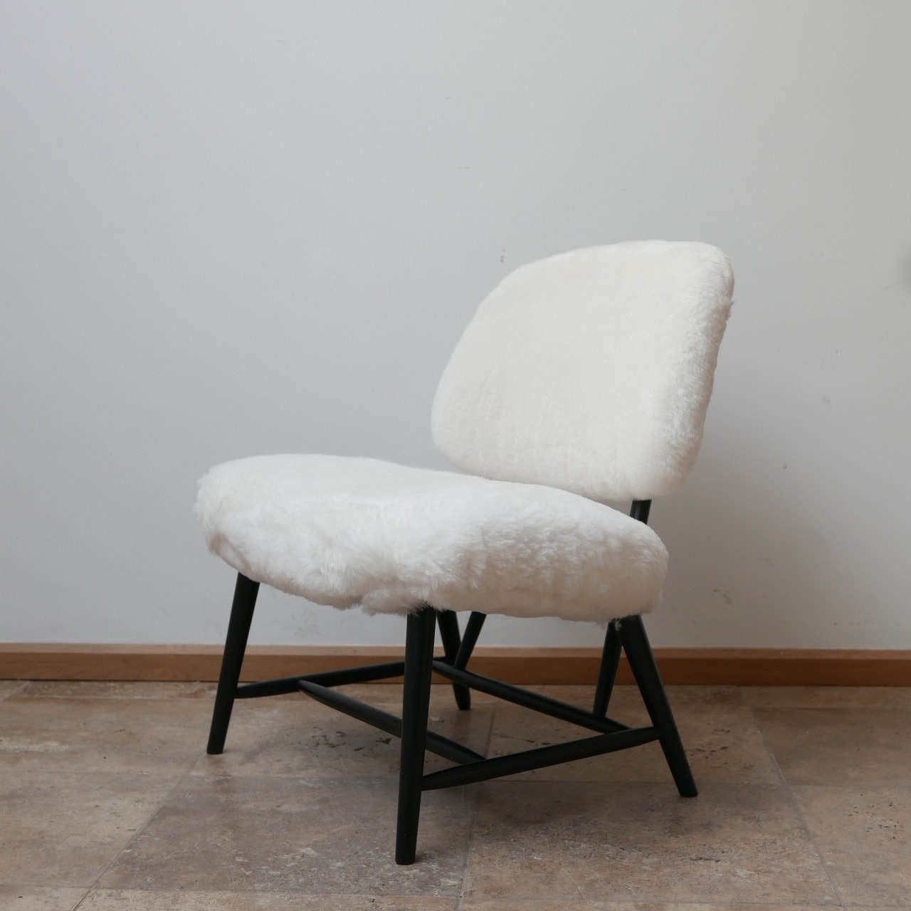 photo for sale Pair Of Alf Svensson 'Teve' Sheepskin Shearling Lounge Chairs