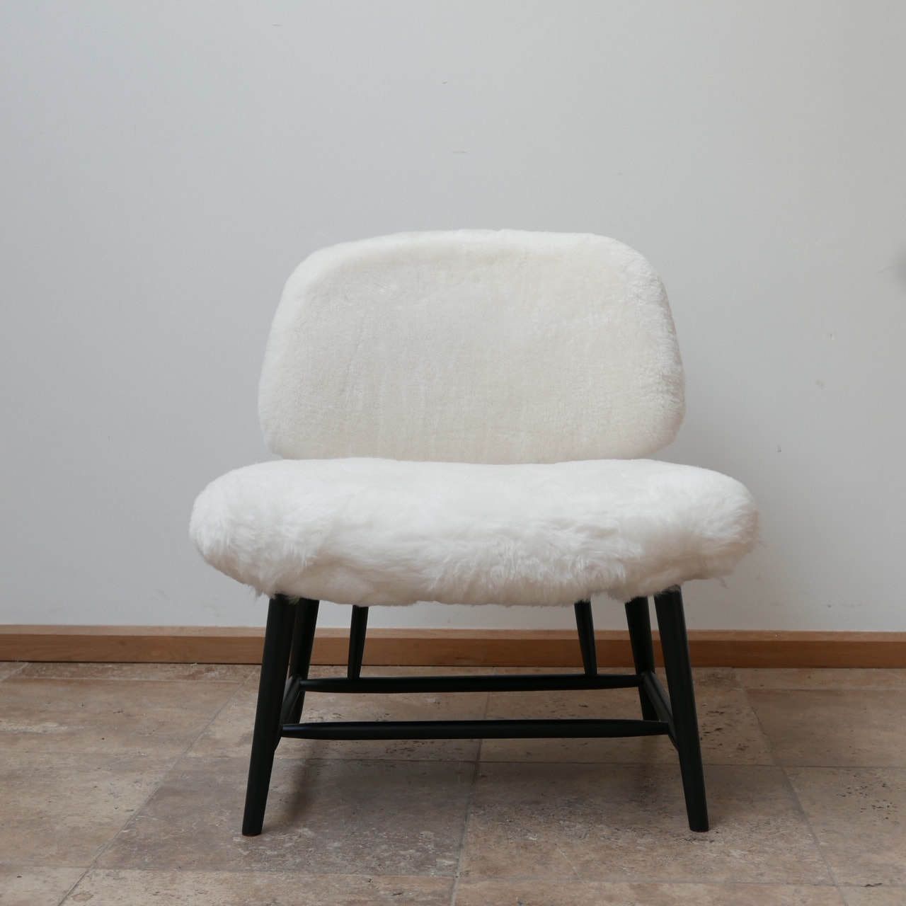 Furniture Pair Of Alf Svensson 'Teve' Sheepskin Shearling Lounge Chairs photo