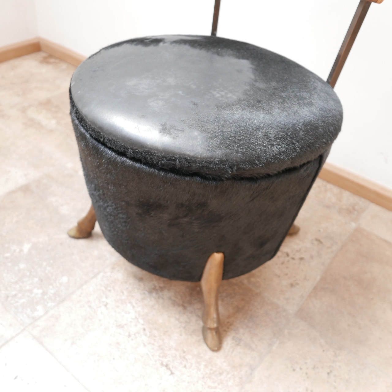 Furniture English Single Unusual Mid Century Bronze Horse Leg Occasional Chair photo