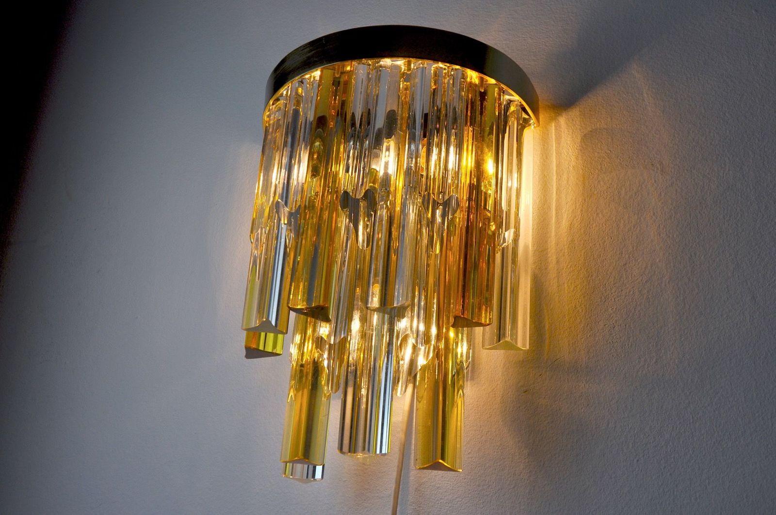 Triedri Two Tone Wall Lamp Murano Italy photo for sale