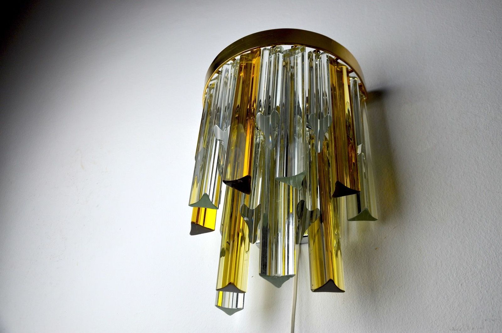 Triedri Two Tone Wall Lamp Murano Italy photo vintage