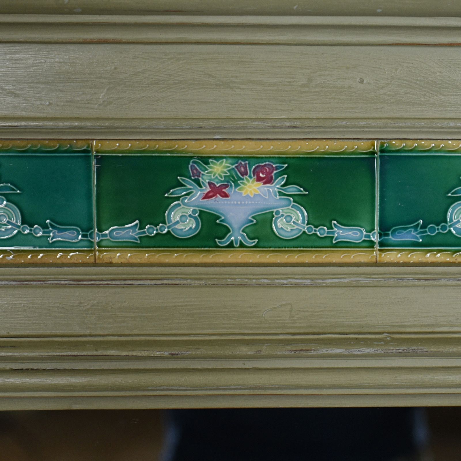 Large, Painted, Antique Wall Mirror, Victorian, Overmantel, Pier, Tiles C.1890 photo buy