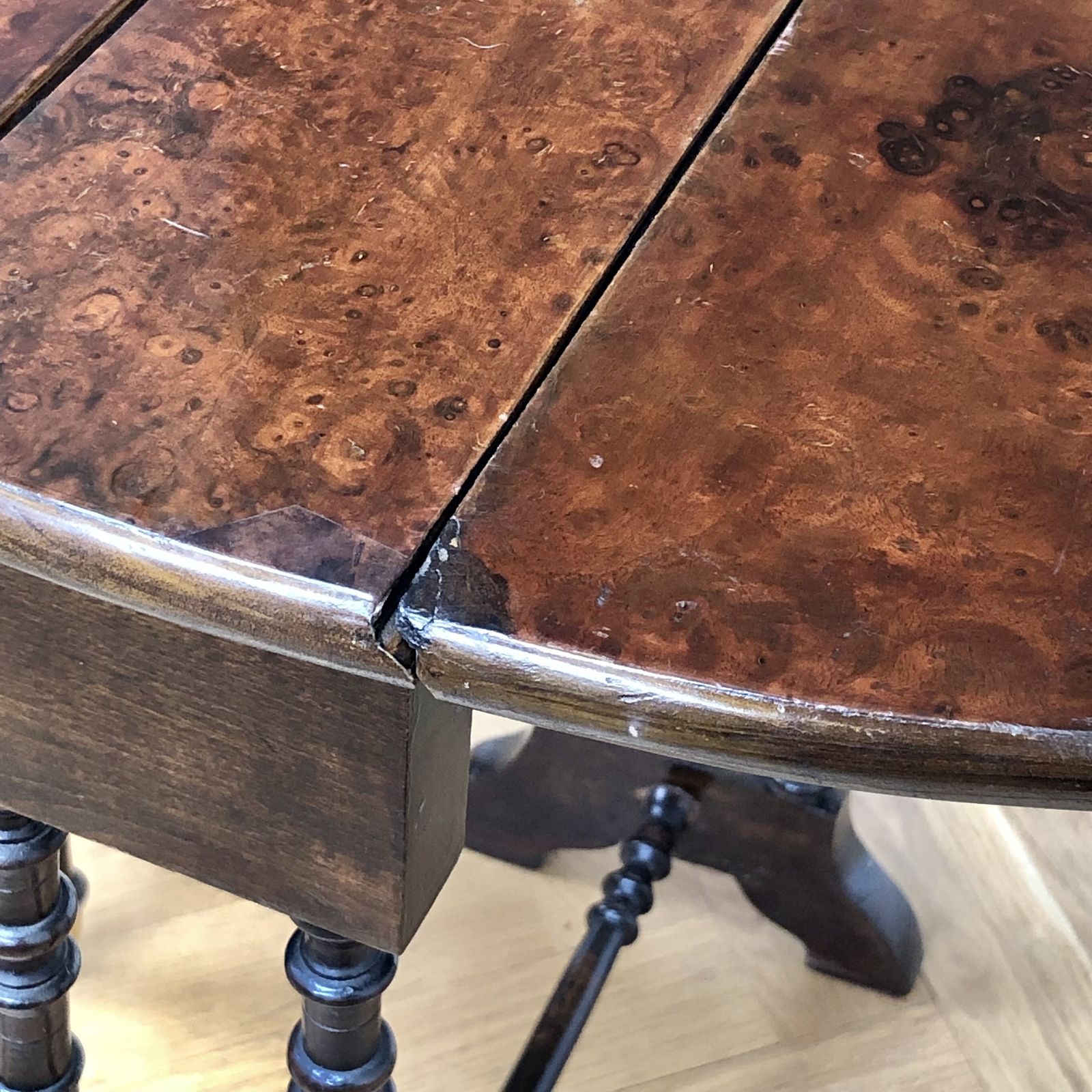 Furniture Victorian Burr Walnut Baby Sutherland Table photo