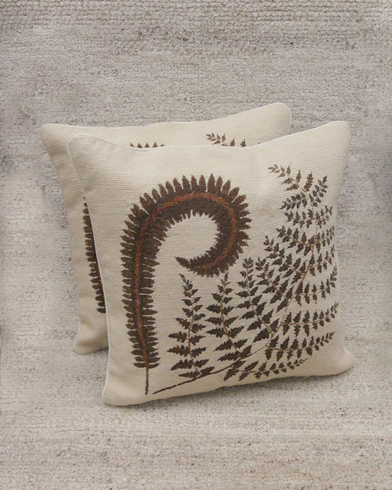 Pair Of Botanical Cushion Covers Fern Design Pillow Case 45x45cm photo buy
