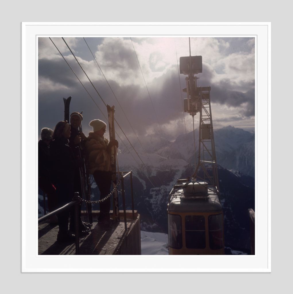 Slim Aarons 'Alpine Skiing' 1964 White Frame C Type Print