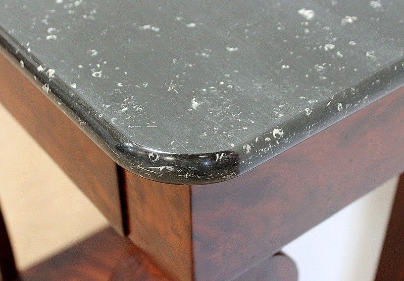 Small Console In Burl Mahogany Veneer From Cuba, Restoration Period Early 19th Century photo vintage