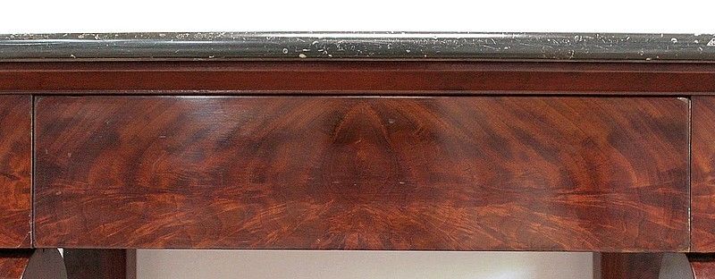3200.21 Small Console In Burl Mahogany Veneer From Cuba, Restoration Period Early 19th Century photo