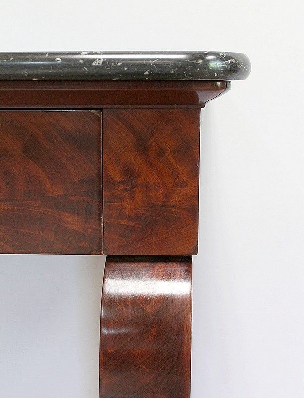 photo buy Small Console In Burl Mahogany Veneer From Cuba, Restoration Period Early 19th Century
