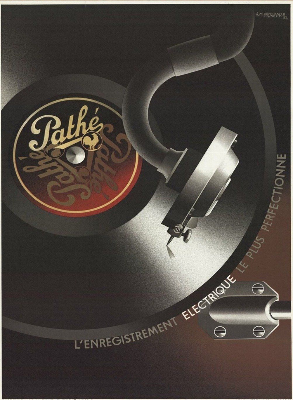 Pathe Record Player, 1980s Original Vintage Poster
