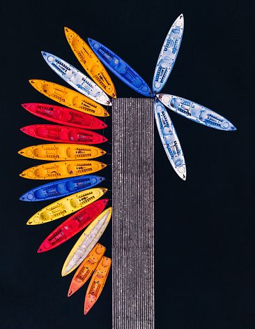 ' Aerial View Of Moored Kayaks, Zaragoza, Spain ' C Type