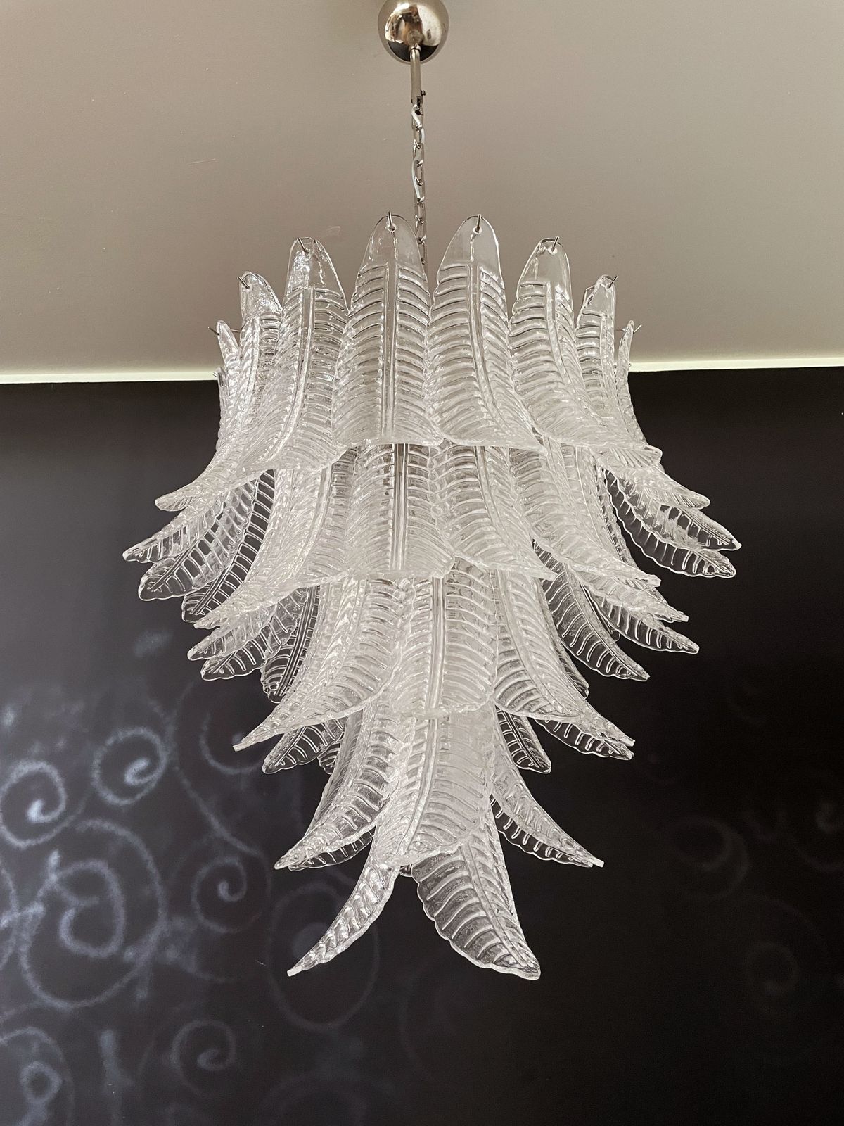 Lighting Huge Italian Murano Six Tier Felci Glass Chandelier 52 Glasses photo