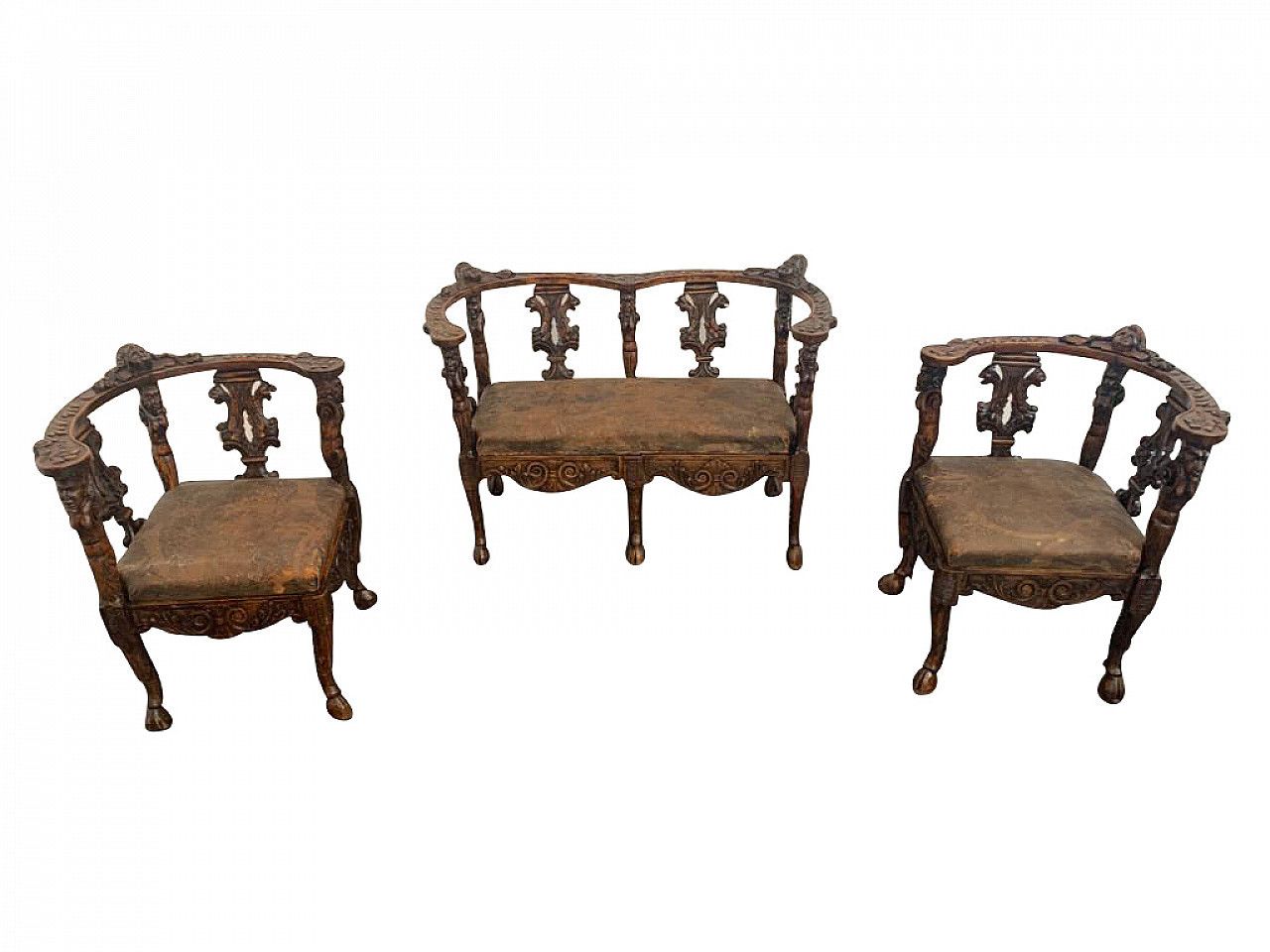 Neo Renaissance Modular Living Room Set, Late 19th Century photo furniture