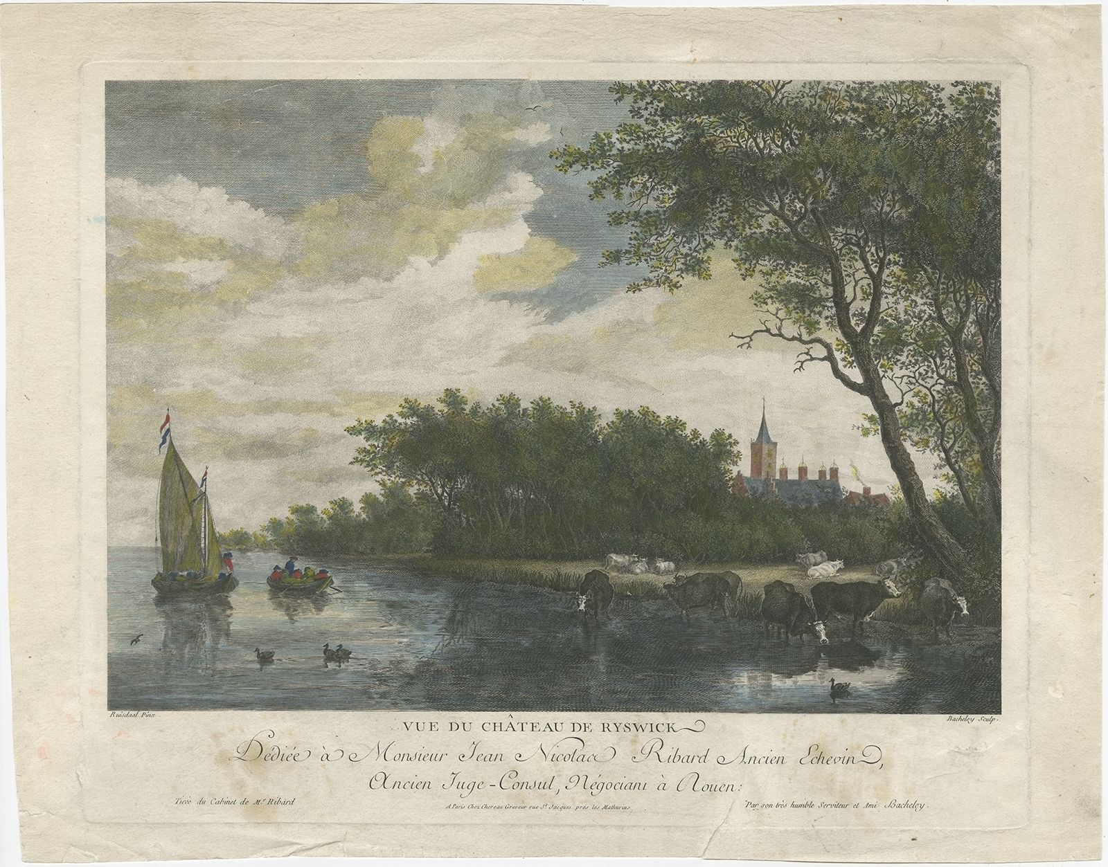 Antique Print With A View Of Chateau Rijswijk By Bacheley (1773)