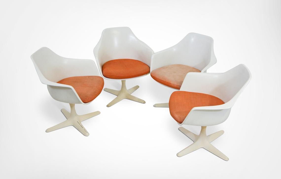 Maurice Burke For Arkana Set Of 4 Fibreglass Swivel Armchairs