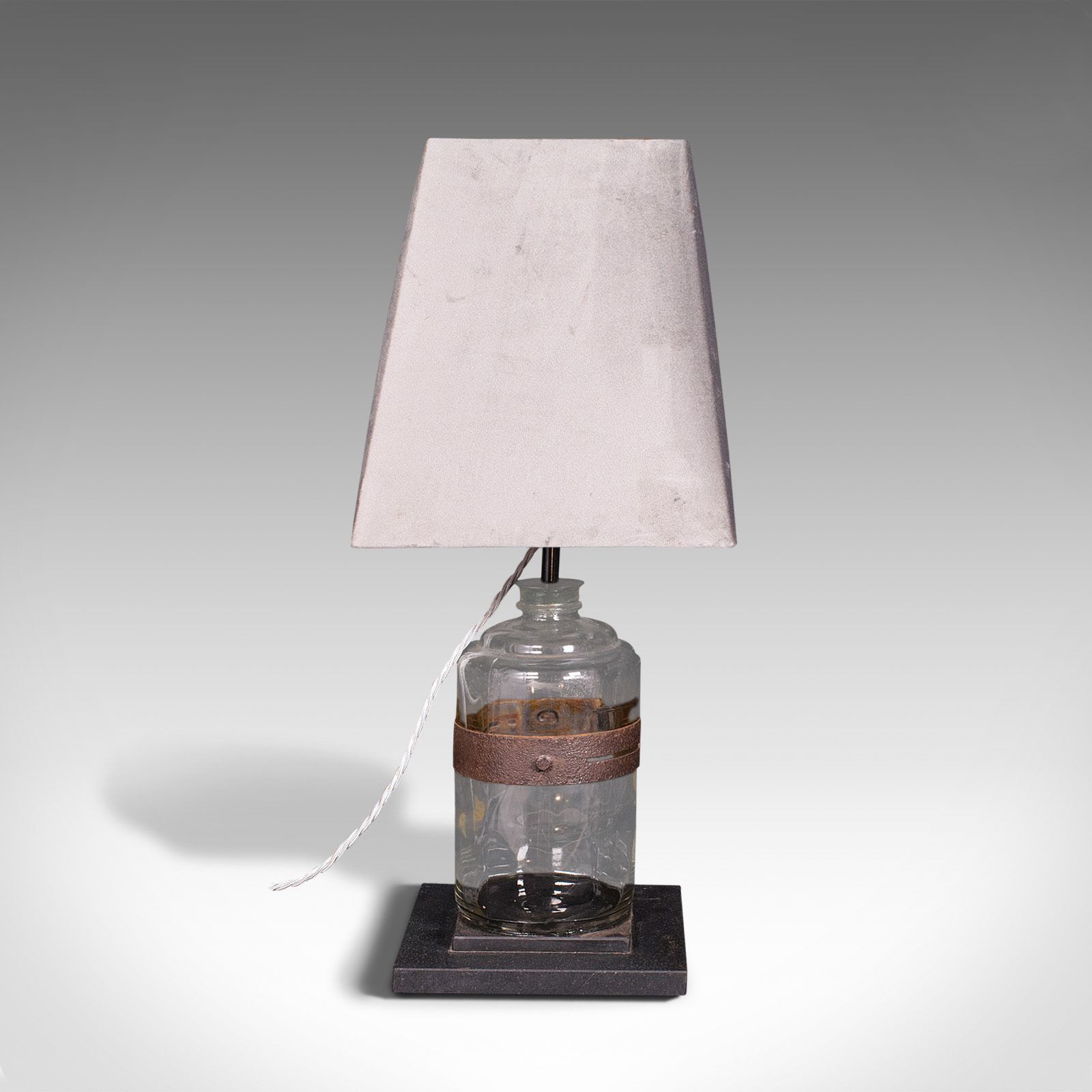 Pair Of, Antique Jar Lamps, English, Glass, Slate, Side Light, C.1900 photo buy