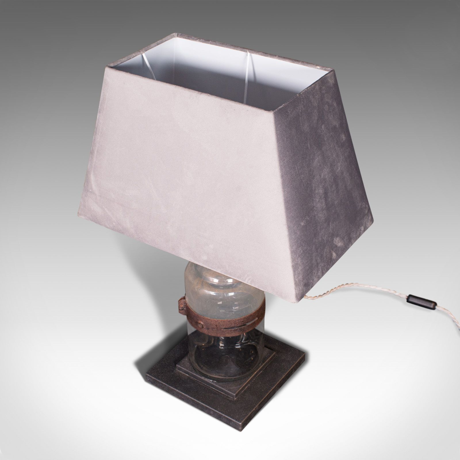 Pair Of, Antique Jar Lamps, English, Glass, Slate, Side Light, C.1900 photo vintage