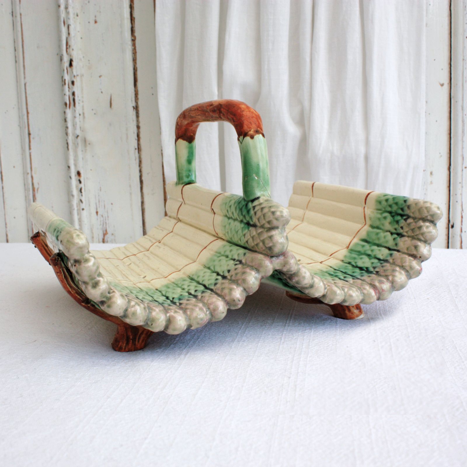 French Antique Majolica Asparagus Server photo Home Decor