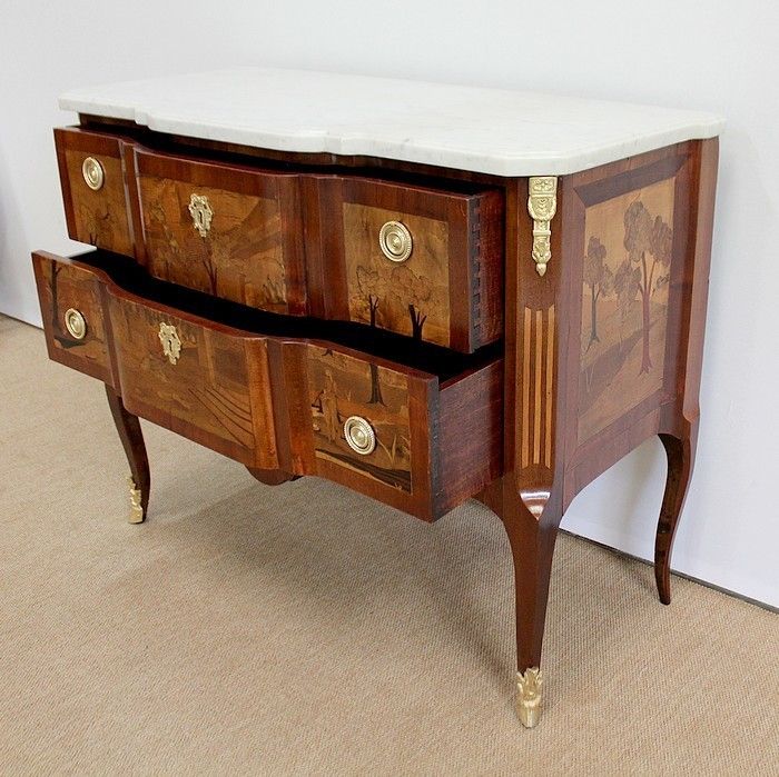 Sauteuse Commode, Louis XV / Louis XVI Transition Style, Late 19th Century photo Furniture