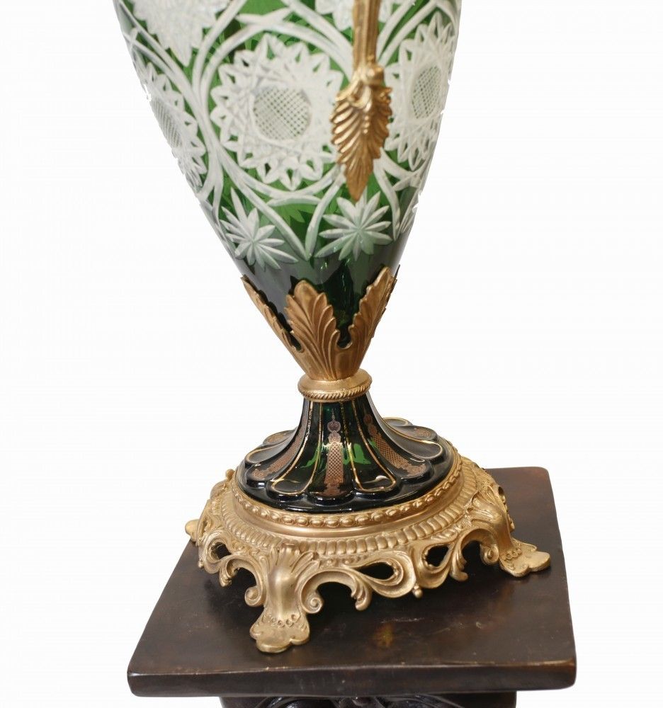 photo for sale Pair French Vases Empire Cut Glass Amphora Urns