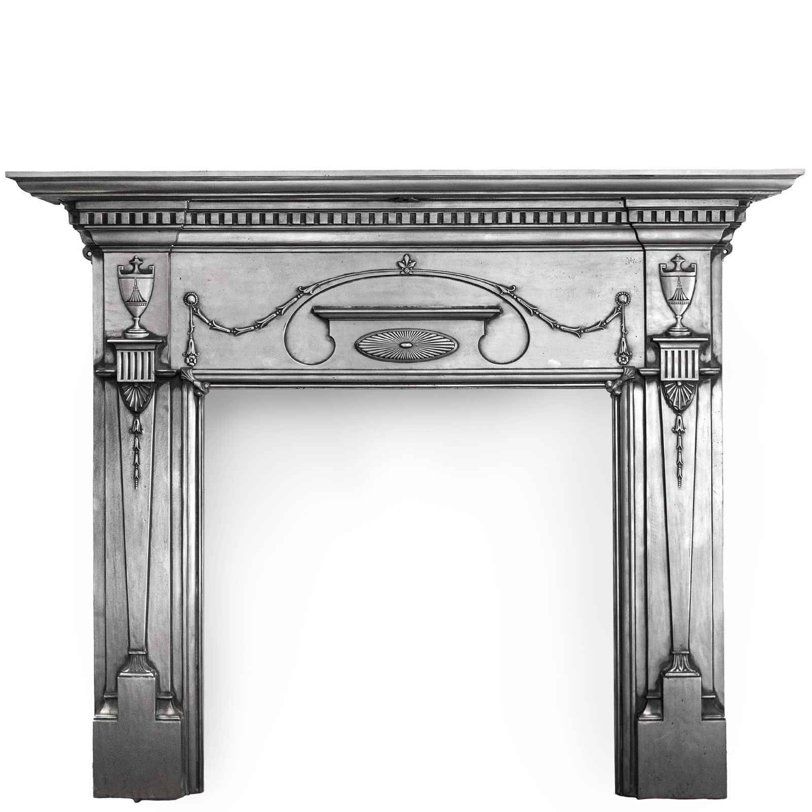 Antique Polished Cast Iron Fireplace Surround