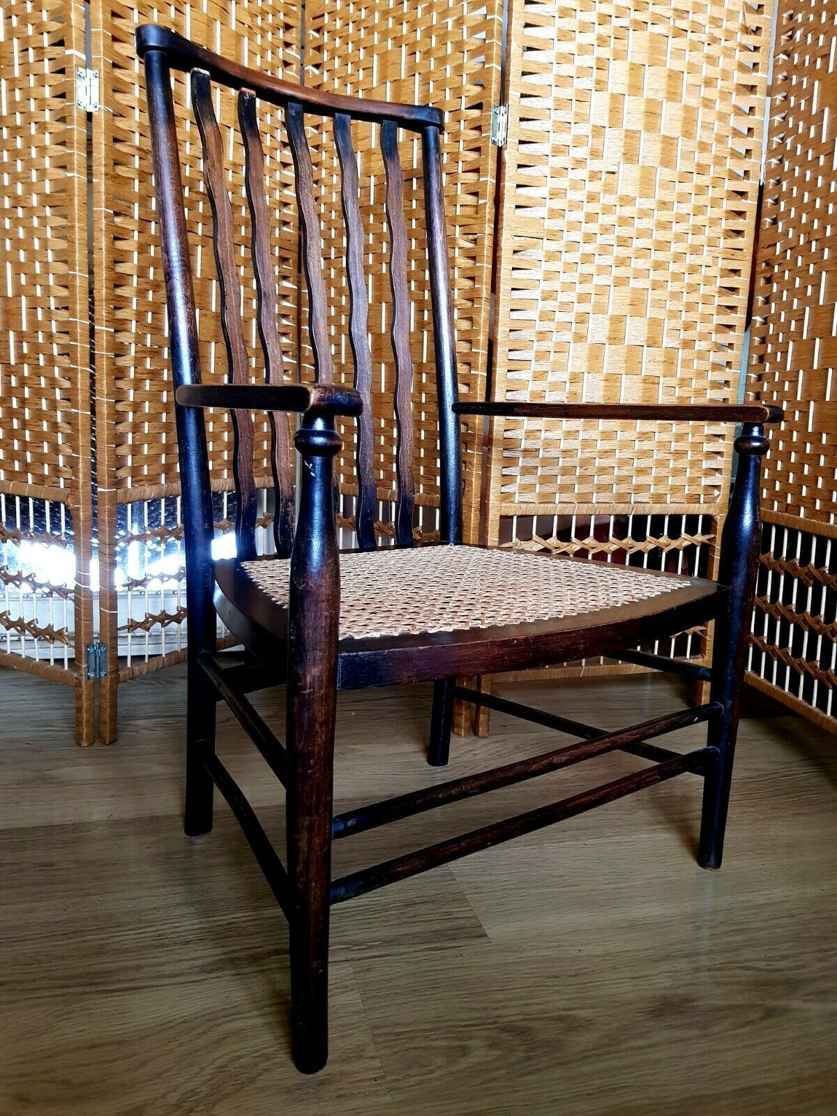 A Liberty Of London Morris Caned Wavy Stickback Early Antique 20th C Armchair