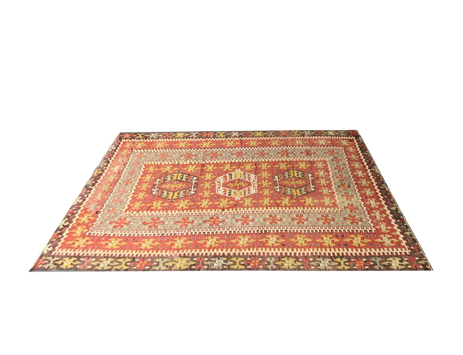 Rare Handmade Flatwoven Turkish Kilim Rug, Oriental Wool Rug  160x200cm photo vintage