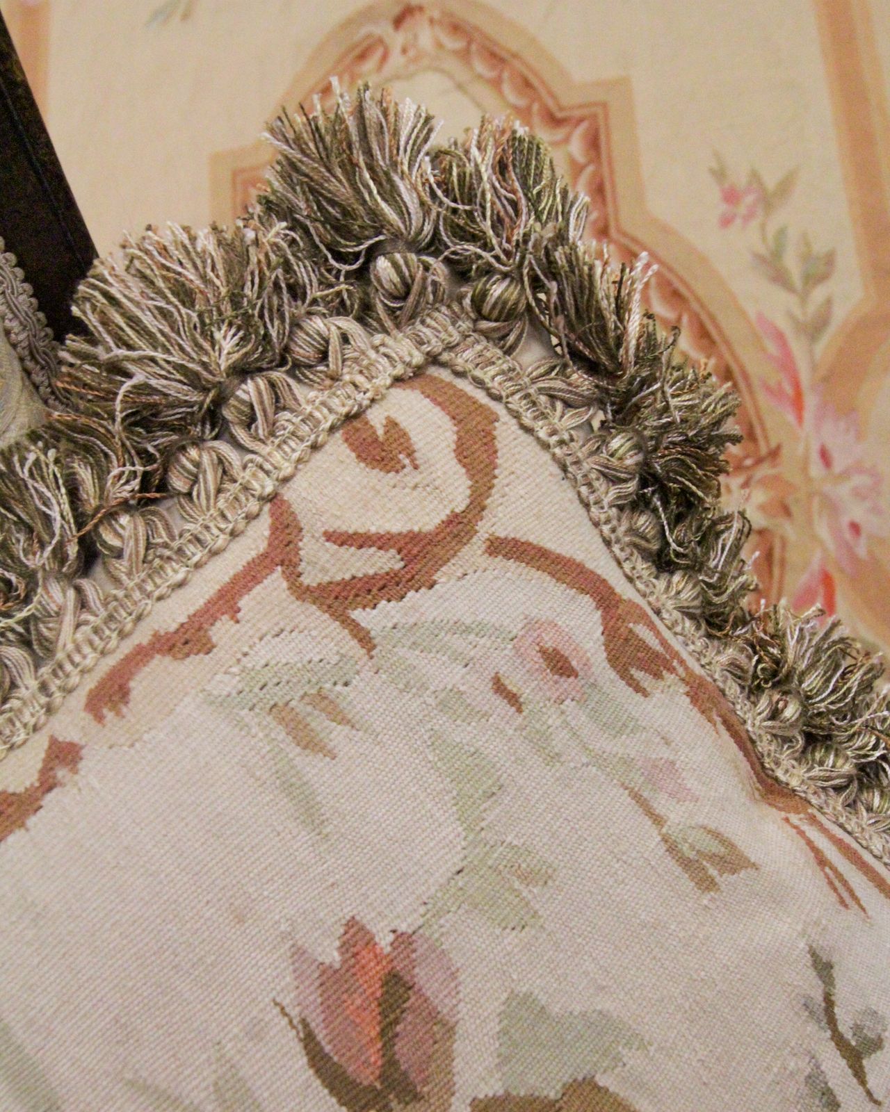 Handwoven Pillow Cover Aubusson Style Floral Cushion Cover 45x45cm photo for sale