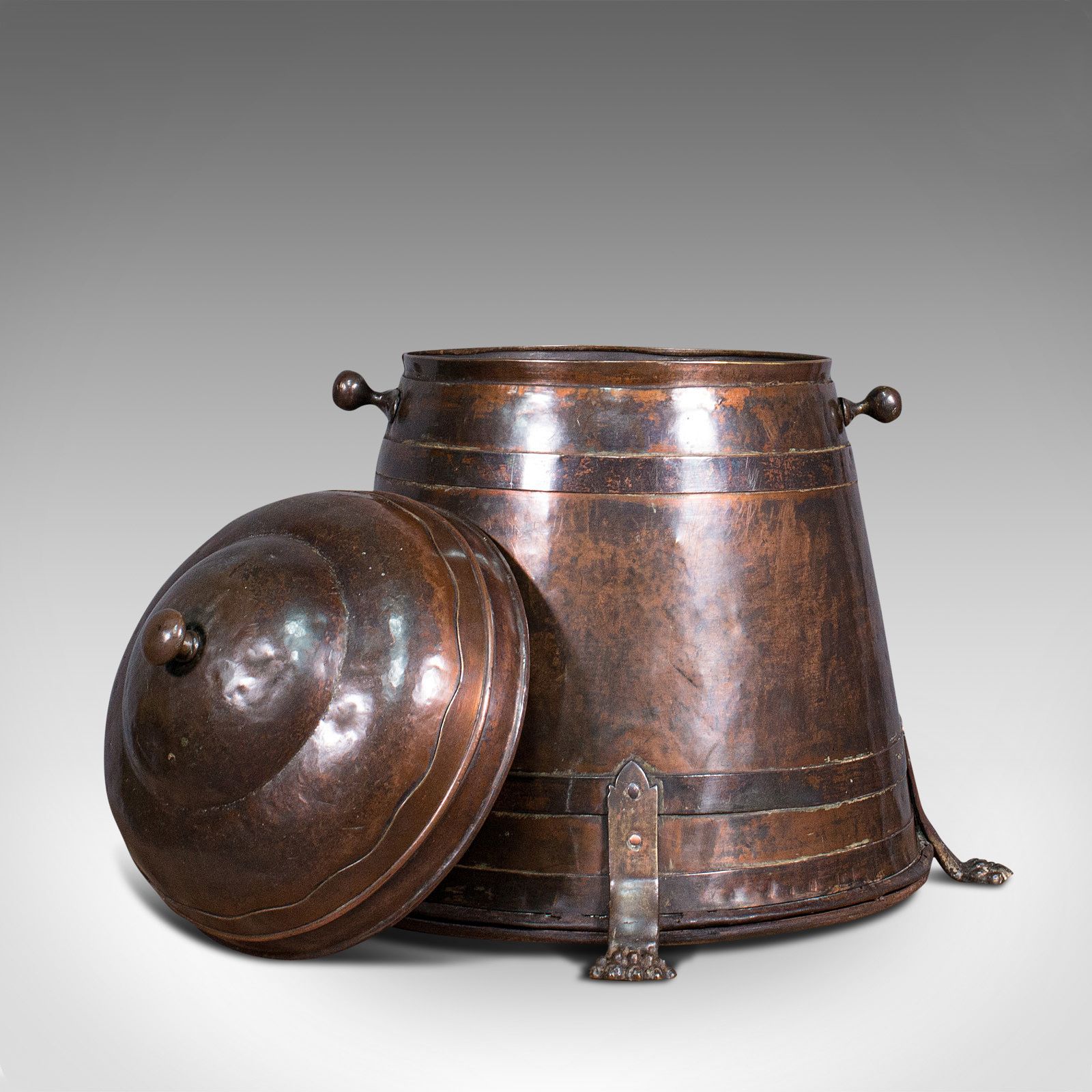 Antique Beehive Fireside Store, Copper, Fire Bucket, Coal Bin, C.1850 photo 985.0