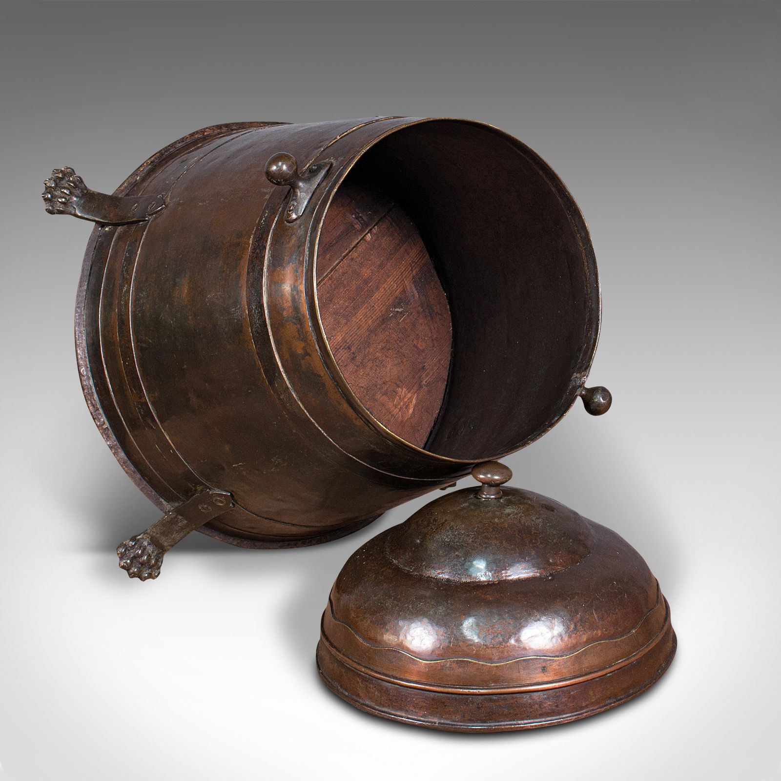 photo for sale Antique Beehive Fireside Store, Copper, Fire Bucket, Coal Bin, C.1850