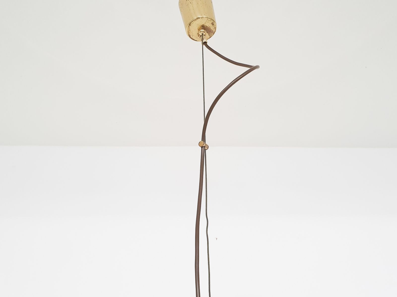 photo for sale Mid Century Hanglamp Van Gerookt Glas En Messing