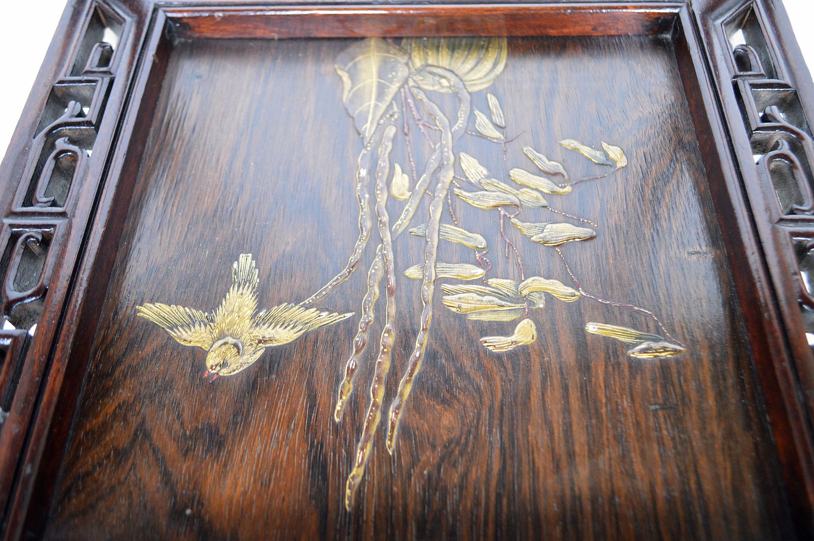 photo for sale French Japonism Carved Wood & Lacquered Panels Side Table, 1880s